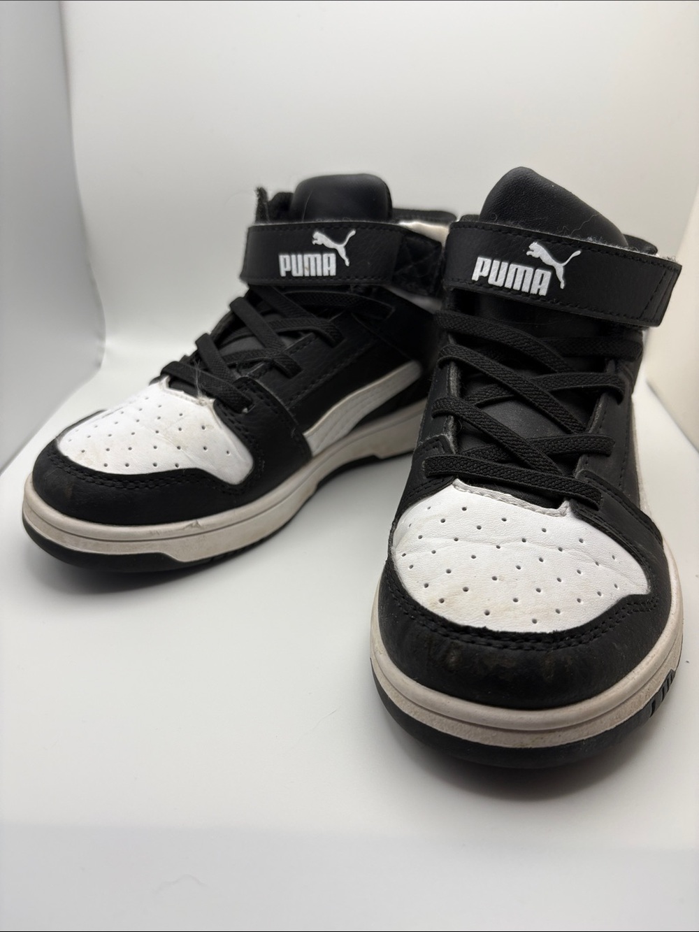 Puma Kids Black and White Mid-Top Sneakers